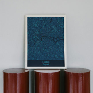 Poster da cidade de Londres minimalista negra e az