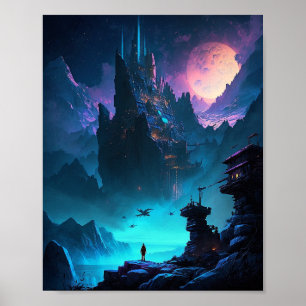 Poster da Cidade Futurística da Ficção Científica