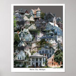 Poster da colagem, cidade marinha Michigan