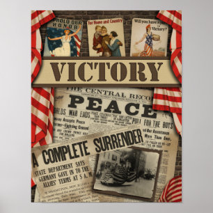 Poster da colagem da vitória WWII do vintage