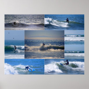 Poster da colagem dos surfistas de Califórnia