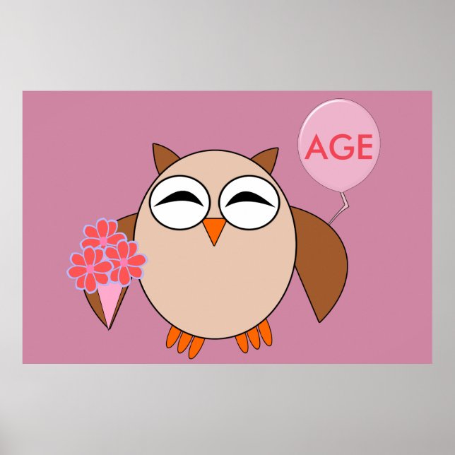 Poster da Coruja de Aniversário da Idade Personali (Frente)