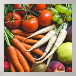 Poster da cozinha das frutas & dos vegetarianos