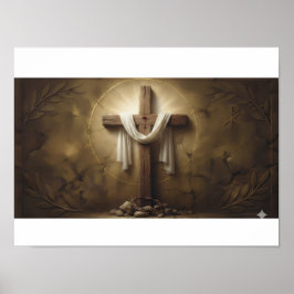 Poster da Cruz Cristã | Cruz de Madeira Rústica na