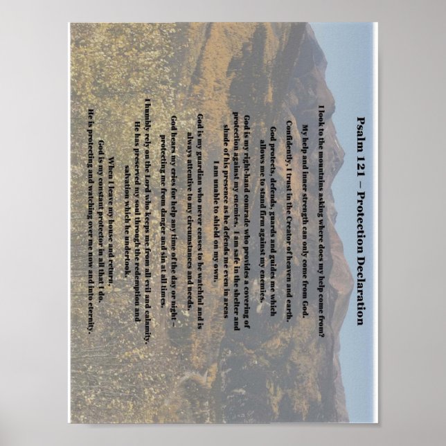 Poster da Declaração de Proteção Psalm 121 (Frente)