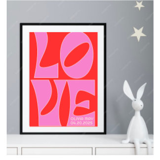 Poster da enfermaria de LOVE Vermelho e Rosa Perso
