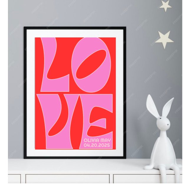 Poster da enfermaria de LOVE Vermelho e Rosa Perso (Criador carregado)