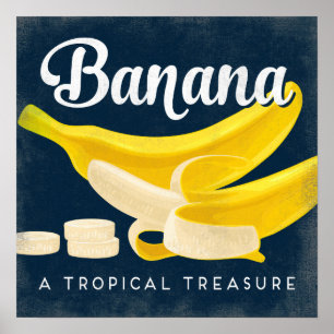 Poster da etiqueta da fruta do vintage da banana