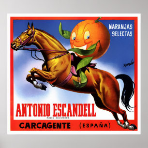 POSTER da ETIQUETA das LARANJAS de ANTONIO
