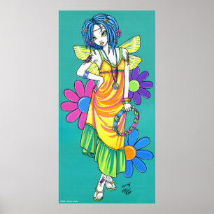 Poster da fada da criança de flor do arco-íris d