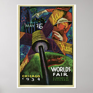 Póster ~ da feira de mundo um o século do progresso