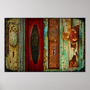 Poster da fotografia do botão de porta do vintage