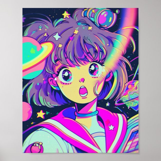 Poster da Garota de Animação Kawaii (Frente)