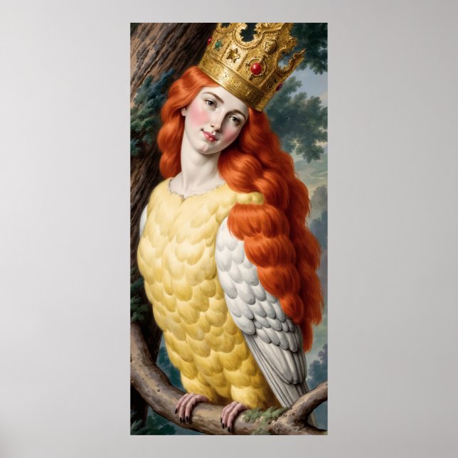 Poster da Garota Monstro Harpia de Cabelo Laranja (Frente)