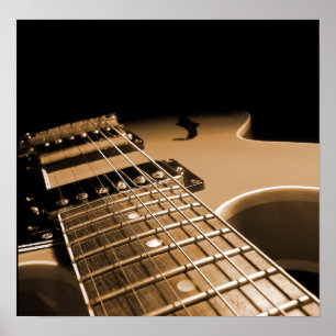 Poster Da guitarra do fim laranja picante elétrica acima