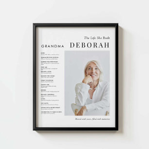 Poster da história de vida minimalista da vovó