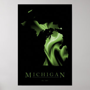 Poster da imagem do mapa do estado do Michigan