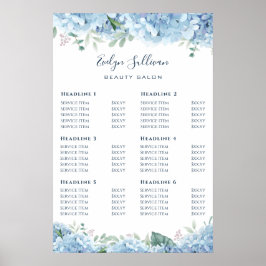 Poster da Lista de Preços de Hydrangea Azul