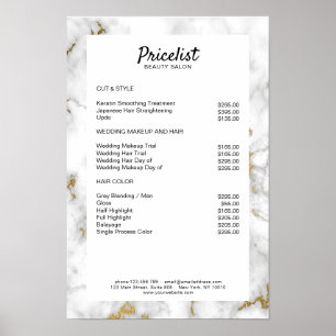 Poster da Lista de Preços do Marble Elegante
