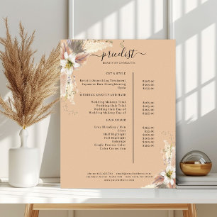 Poster da Lista de Preços do Salão de Boho