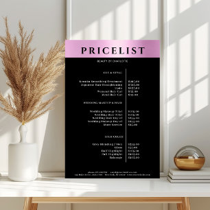 Poster da Lista de Preços do Salão Rosa Moderno