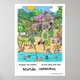 Poster da loja do mergulho do filho nativo