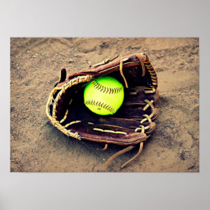 Poster da luva do softball