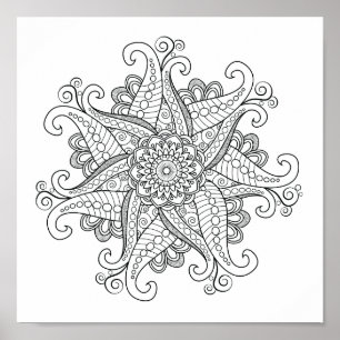 Poster da mandala da coloração