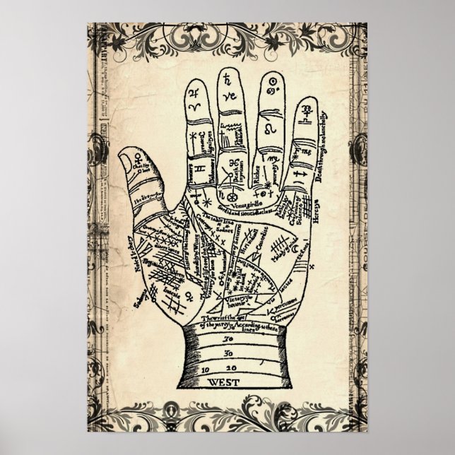 Poster da Mão do Palmistry Fortune (Frente)
