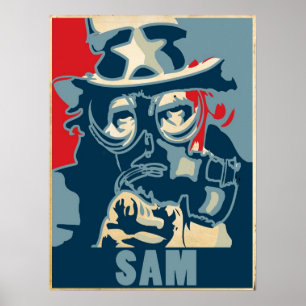 Poster da máscara de gás do tio Sam