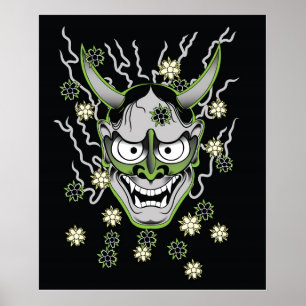 Poster da máscara de Hannya do japonês
