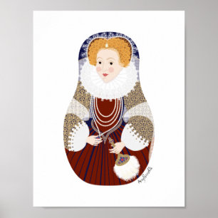 Poster da Matryoshka da Rainha Elizabeth I da Ingl