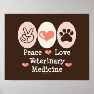 Poster da medicina veterinária do amor da paz