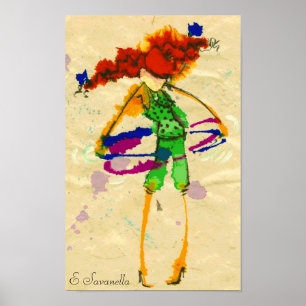 Poster da menina da aro de Hoola