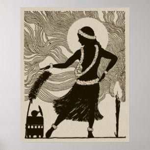 Poster da menina de Havaí Hula do vintage