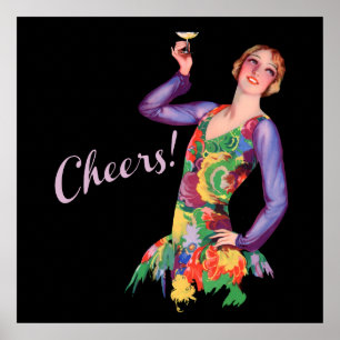 Poster da menina do Flapper dos anos 20 do vintage