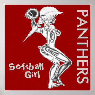 Poster da menina do softball das panteras