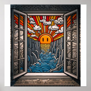 Poster Da minha janela: Sunset e penhasco 2