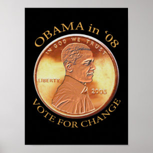 Poster da moeda de um centavo de Obama