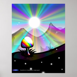 Poster da montanha do cogumelo