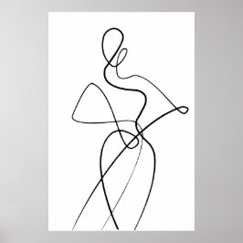 Poster da Mulher de Arte de Linha Minimalista