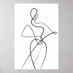 Poster da Mulher de Arte de Linha Minimalista