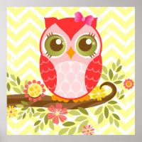 Poster da Muralha Rosa Girly Owl