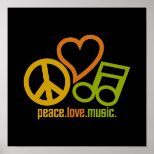 Poster da música do amor da paz