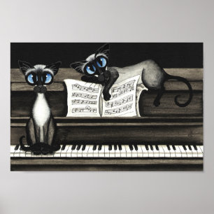 Poster da música do piano dos gatos Siamese