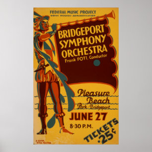 Poster da música do vintage da orquestra sinfóni