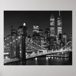 Poster da New York Night Bridge White Brooklyn