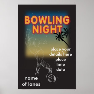 poster da noite da boliche
