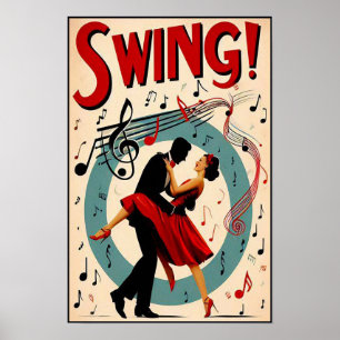 Poster da noite de balanço de Swing Vintage