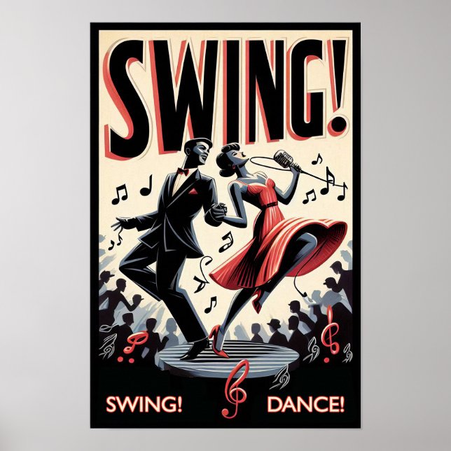 Poster da noite de balanço de Swing Vintage (Frente)